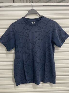 KAWS Navy Blue Embossed Graphic Tee